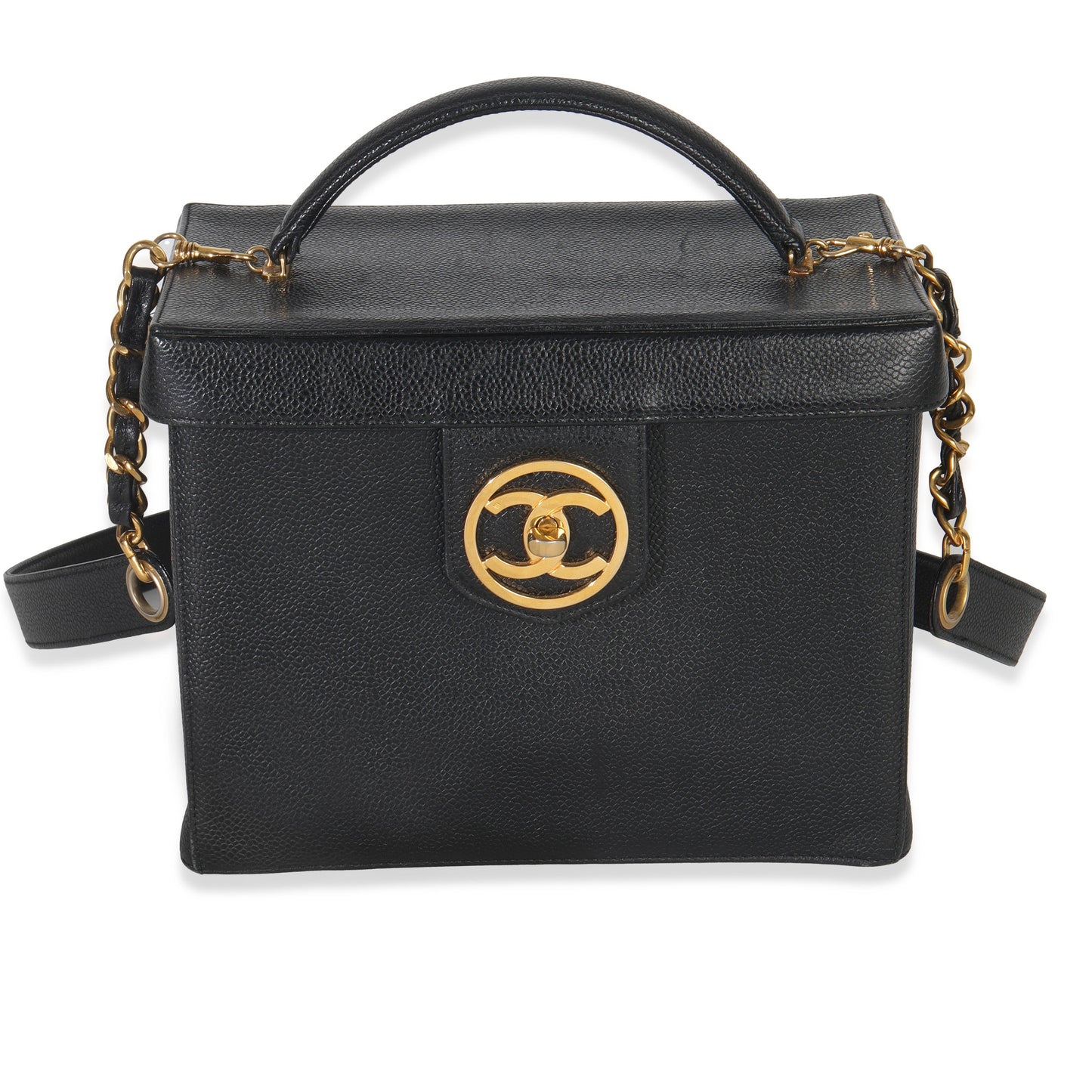 Chanel 24K  Black Caviar Vanity Box Train Case