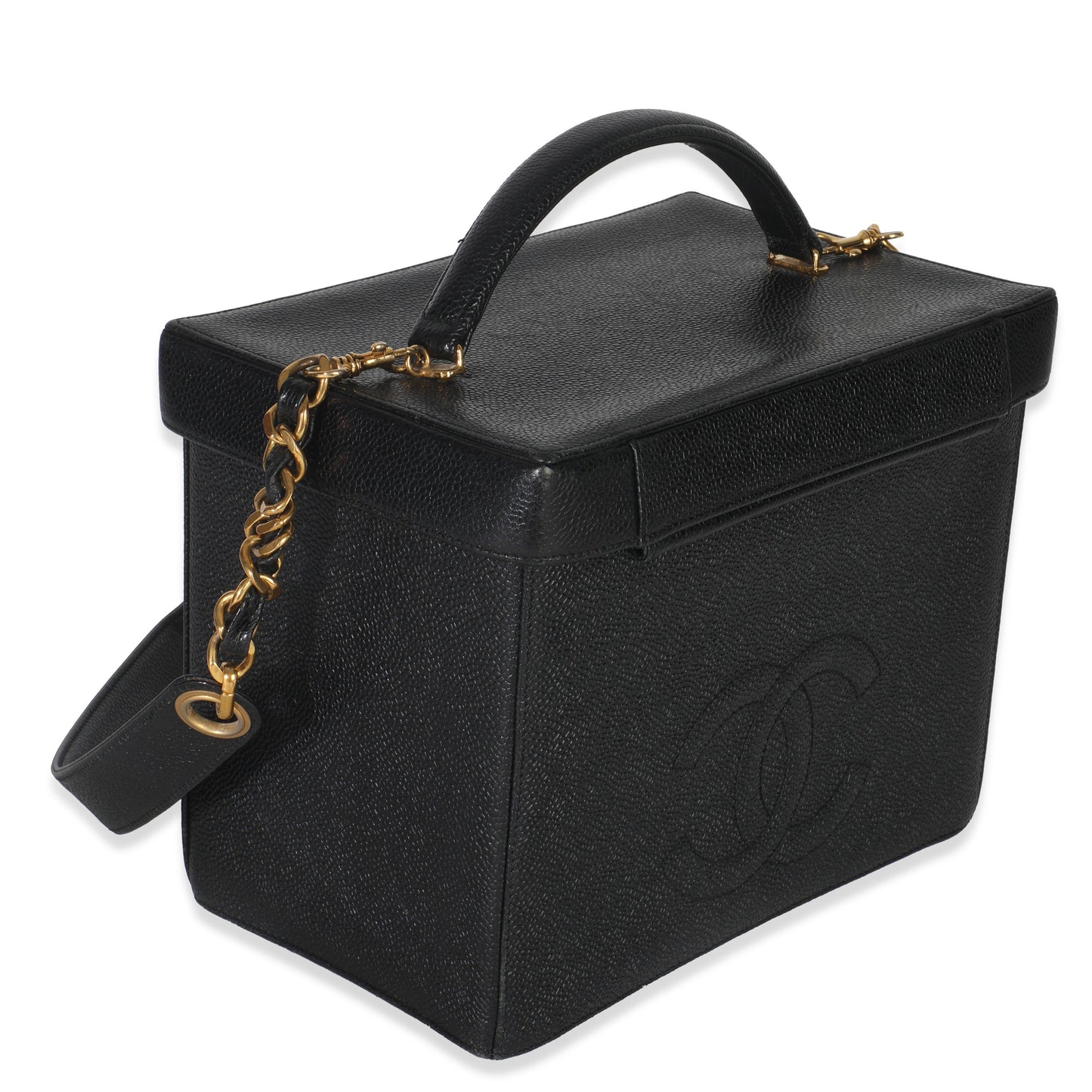 Chanel 24K  Black Caviar Vanity Box Train Case