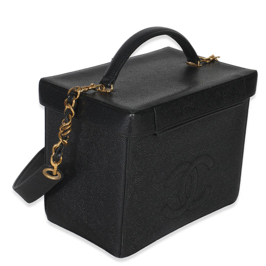 Chanel 24K  Black Caviar Vanity Box Train Case
