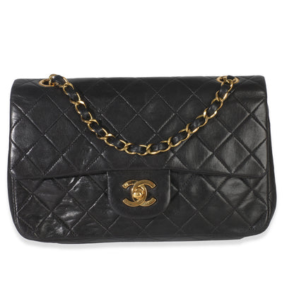 Chanel 24k  Black Quilted Medium Classic Double Flap Bag