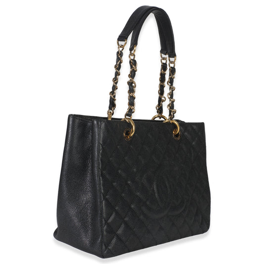 Chanel Black Quilted Caviar Grand Shopper Tote