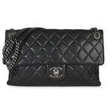 Chanel Black Quilted Calfskin Medium Burgundy Rocks Flap Bag