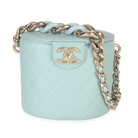 Chanel Light Blue Quilted Lambskin Resin Elegant Vanity Case