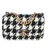 Chanel Black White Tweed Small Chanel 19 Flap Bag