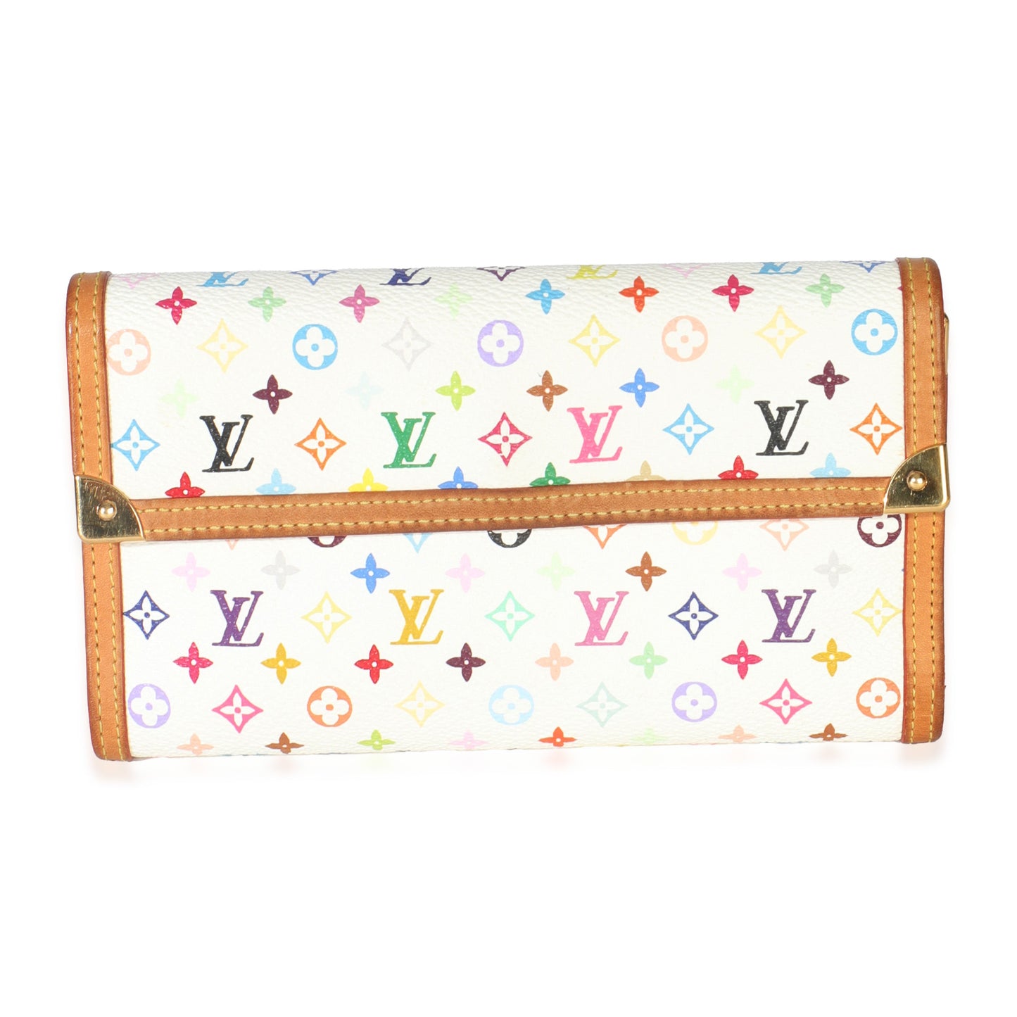 Louis Vuitton White Multicolor Canvas International Wallet
