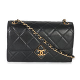 Chanel Black Quilted Lambskin Small Diamond Lock Flap Bag