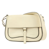 PRADA Logo Leather Shoulder Bag Hand Bag Ivory