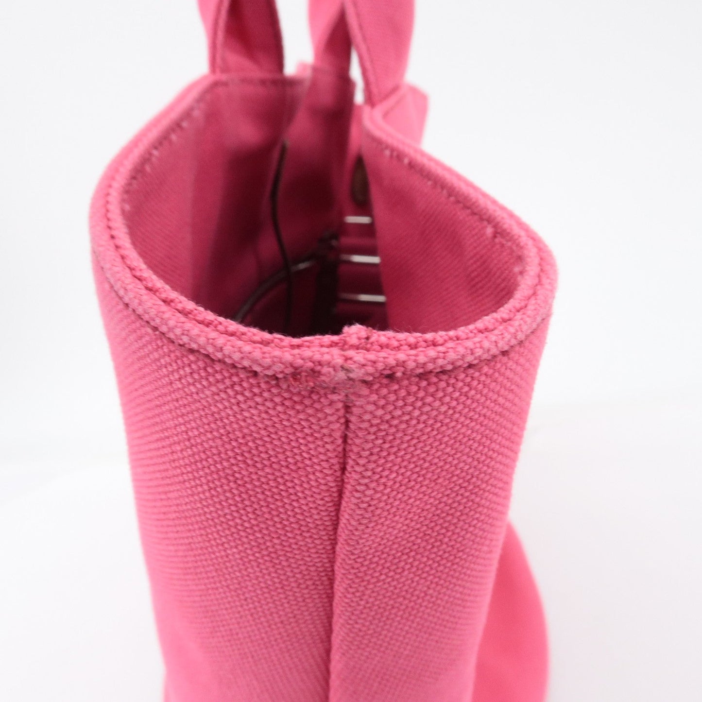 Prada Logo Canapa Canvas Leather Fabric 2Way Bag Pink 1BG163