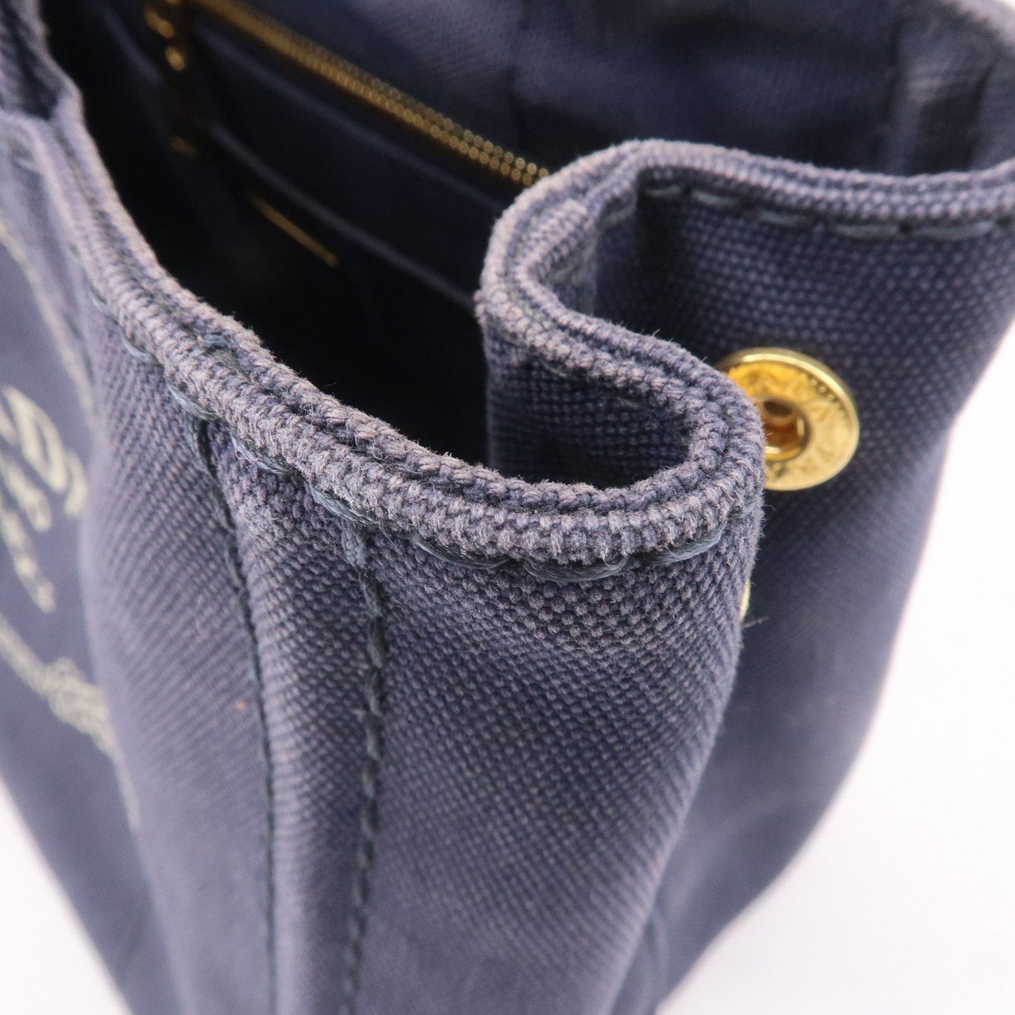 Prada Canapa Mini Canvas 2Way Tote Bag Hand Bag Navy 1BG439
