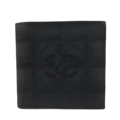 CHANEL New Travel Line Nylon Jacquard Compact Wallet Black A14342
