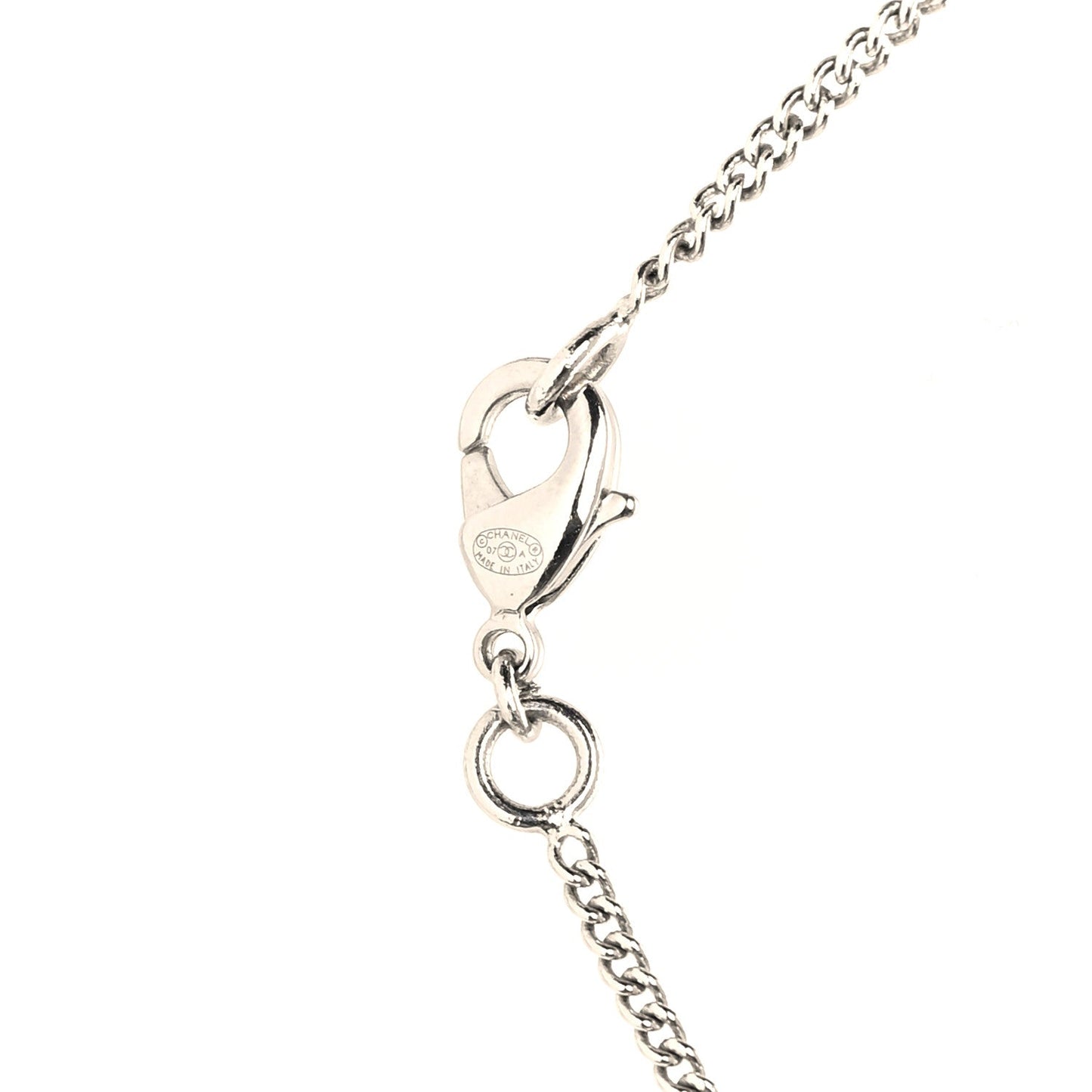 Amelia Pearl Crystal CC Pendant Necklace Silver
