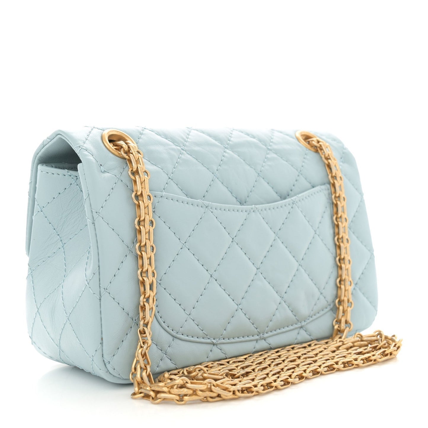 Amelia Aged Calfskin Quilted 2.55 Reissue Mini Flap Light Blue