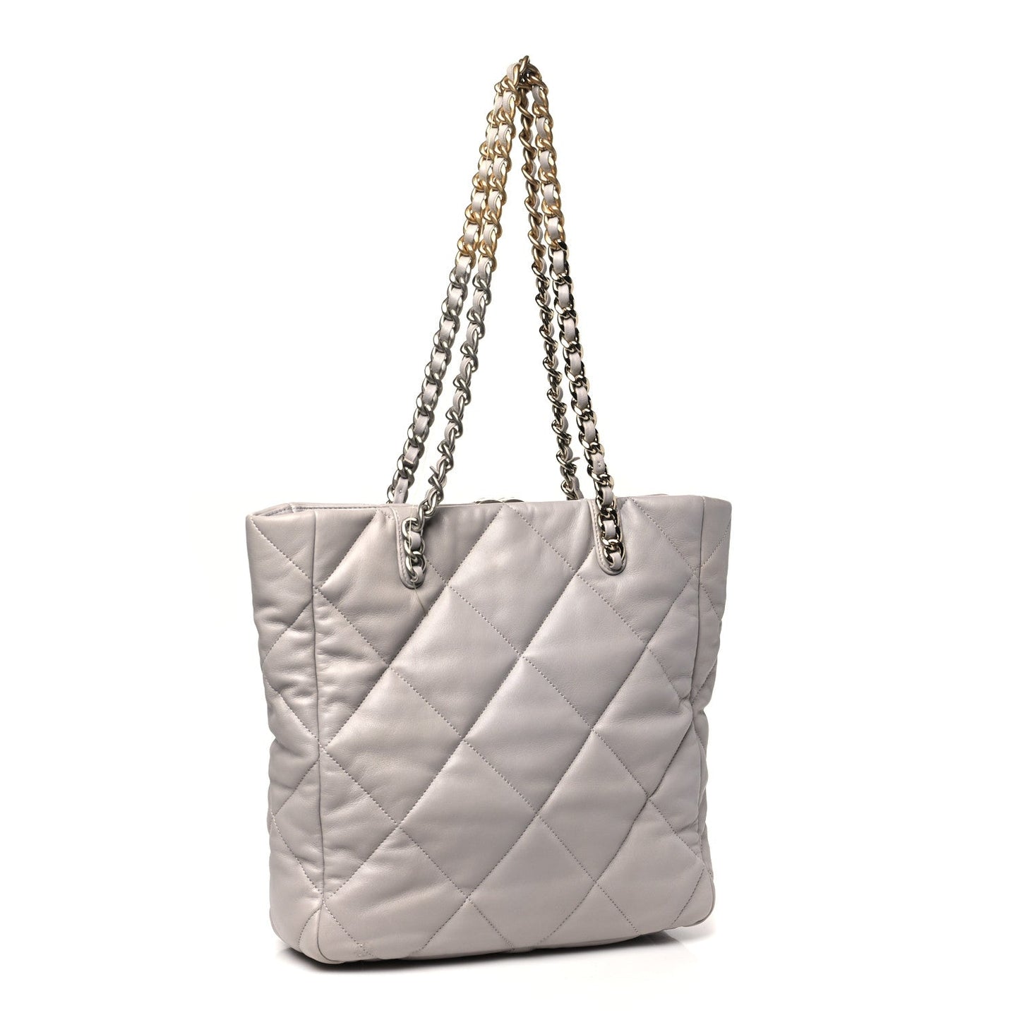 Amelia Lambskin Quilted 19 Shopping Bag Grey