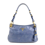 PRADA Leather Shoulder Bag Hand Bag Blue BR4984  d