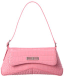 Blnciaga XX Small Croc-Embossed Leather Flap Shoulder Bag
