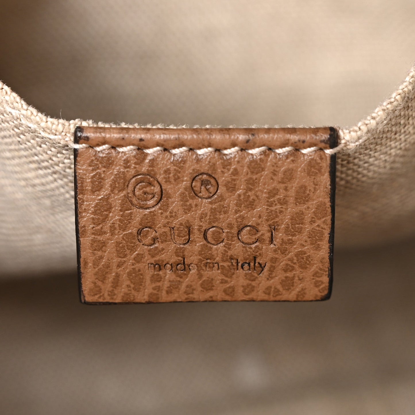Amelia Monogram Mini Bree Messenger Bag Beige Tabacco