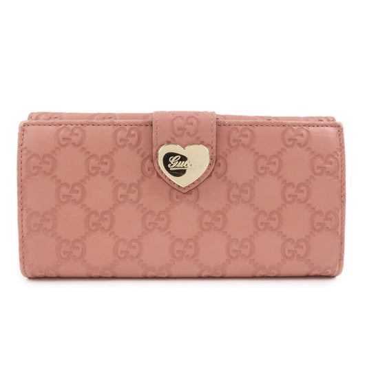 GUCCI Guccissima Lovely Heart Leather Long Wallet Pink 203550