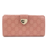 GUCCI Guccissima Lovely Heart Leather Long Wallet Pink 203550