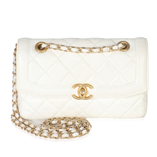 Chanel White Quilted Lambskin Small CC Flap Bag