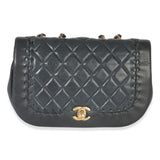 Chanel Black Quilted Lambskin CC Braided Saddle Flap Bag