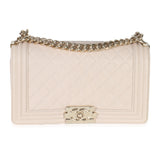 Chanel Beige Quilted Caviar Medium Boy Bag