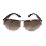 Chanel Brown Gold Frame CC Logo Wrap Aviator Sunglasses