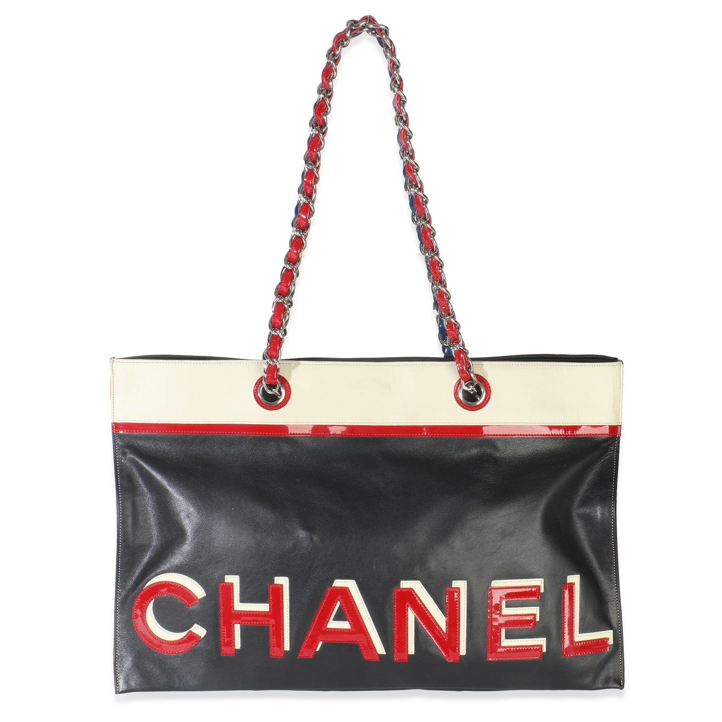 Chanel  Black Red Lambskin No. 5 Star Chain Tote Bag