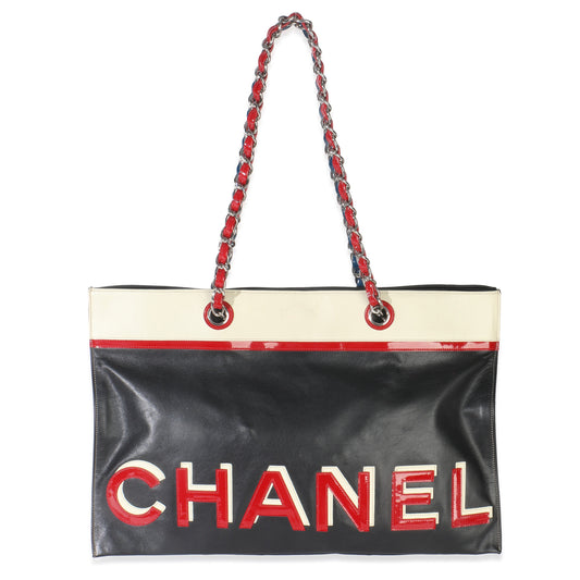Chanel  Black Red Lambskin No. 5 Star Chain Tote Bag