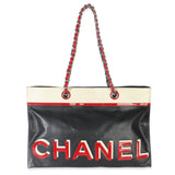 Chanel  Black Red Lambskin No. 5 Star Chain Tote Bag