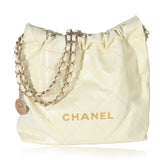 Chanel Pale Yellow Quilted Lambskin Chanel Small 22 Hobo