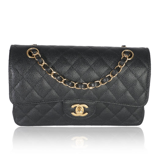 Chanel Black Quilted Caviar Small Classic Double Flap Bag