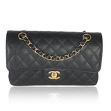 Chanel Black Quilted Caviar Small Classic Double Flap Bag