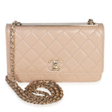 Chanel Beige Quilted Lambskin Trendy CC Wallet On Chain