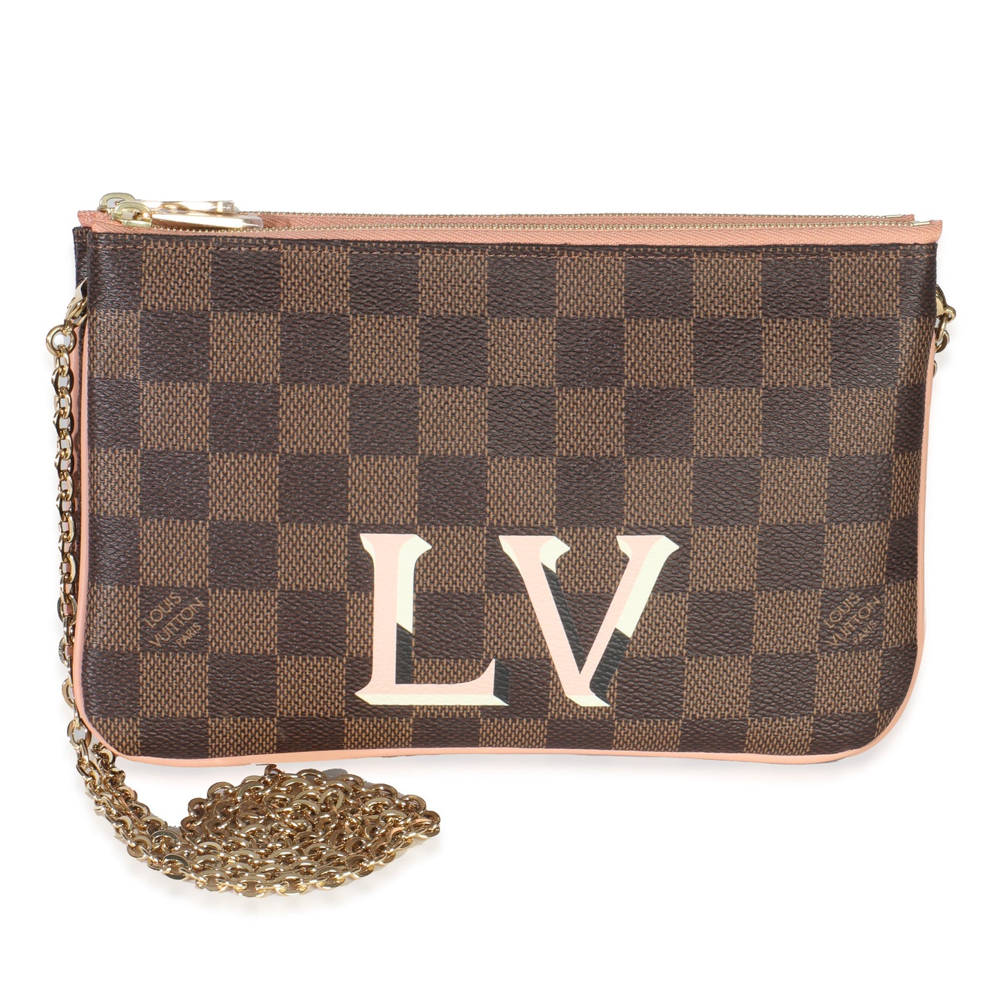 Louis Vuitton Damier Ebene Canvas Double Zip Pochette