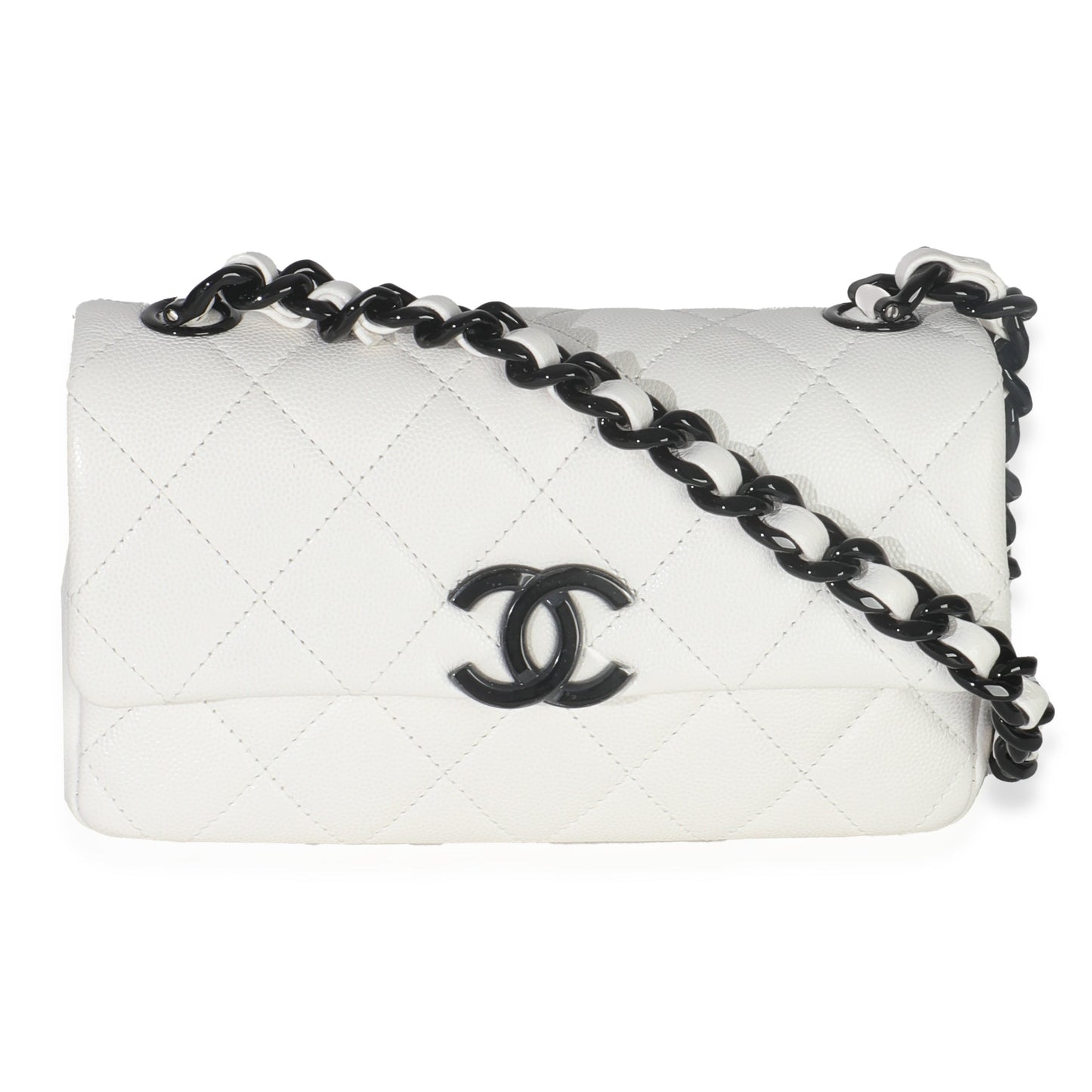 Chanel White Quilted Caviar Mini My Everything Flap Bag