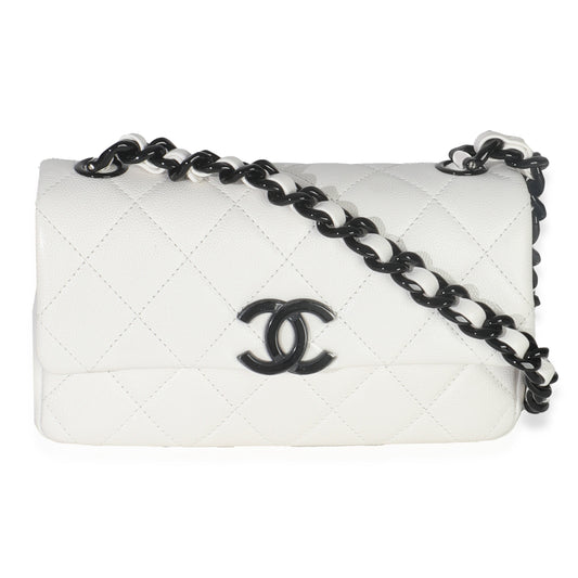 Chanel White Quilted Caviar Mini My Everything Flap Bag