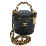 Chanel Black Quilted Patent Mini Afternoon Tea Vanity Case With Chain