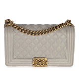 Chanel Beige Quilted Caviar Old Medium Boy Bag