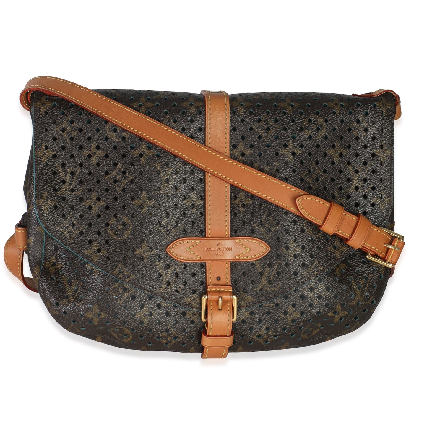 Louis Vuitton Teal Monogram Canvas Flore Perforated Saumur