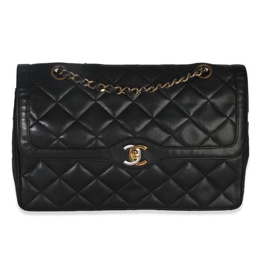 Chanel  Black Matelasse Lambskin Paris CC Double Chain Bag