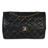 Chanel  Black Matelasse Lambskin Paris CC Double Chain Bag