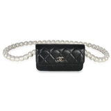 Chanel Black Quilted Calfskin Pearl Strap Mini Clutch With Chain