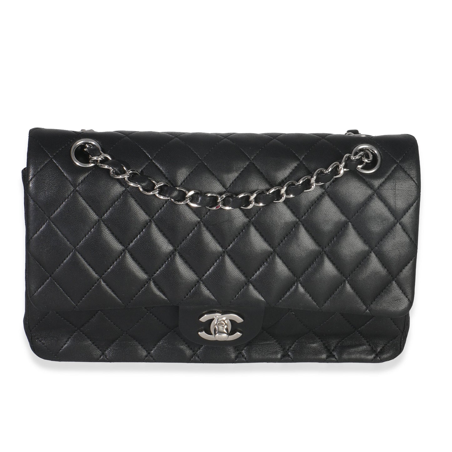 Chanel Black Quilted Lambskin Medium Classic Double Flap Bag
