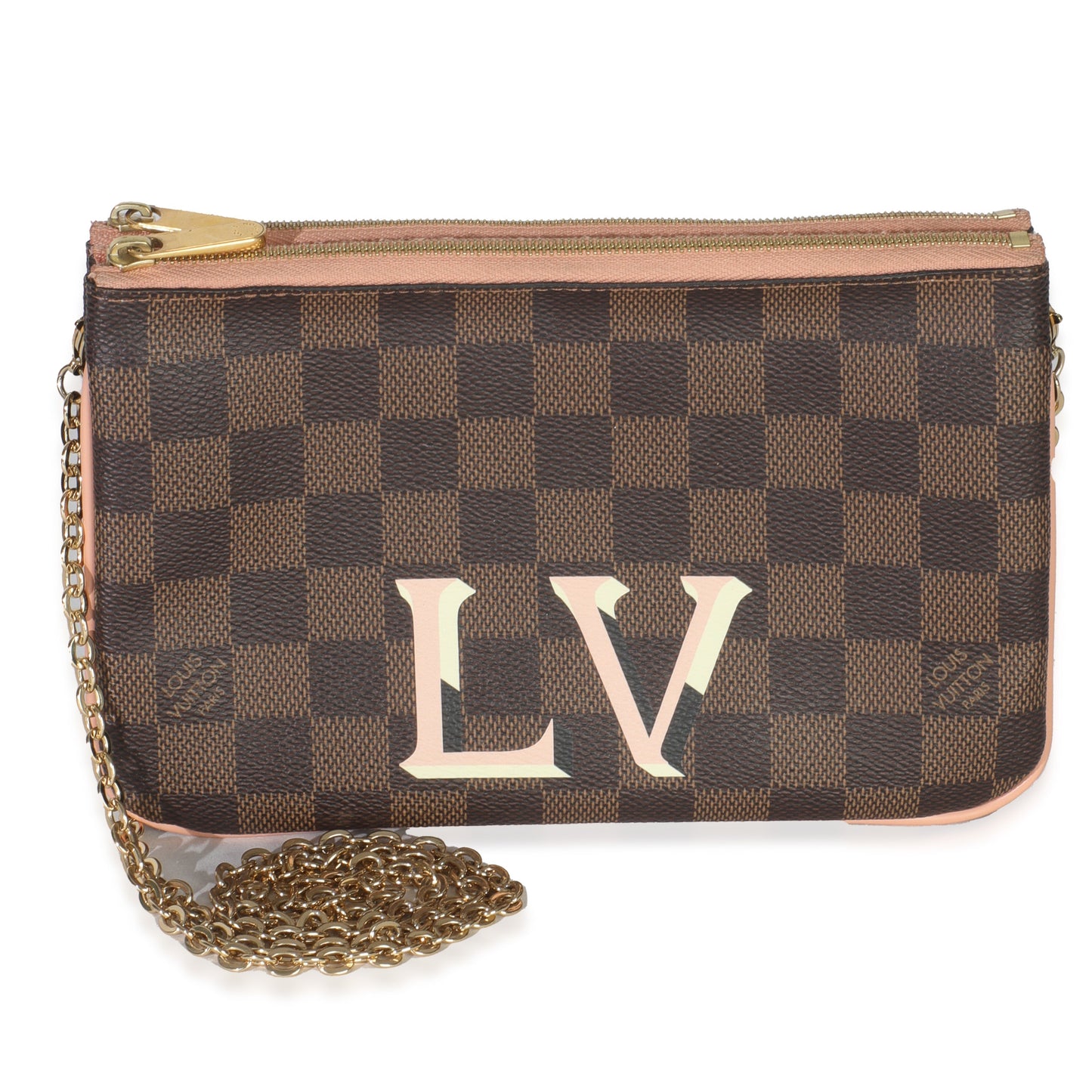 Louis Vuitton Damier Ebene Canvas Double Zip Pochette