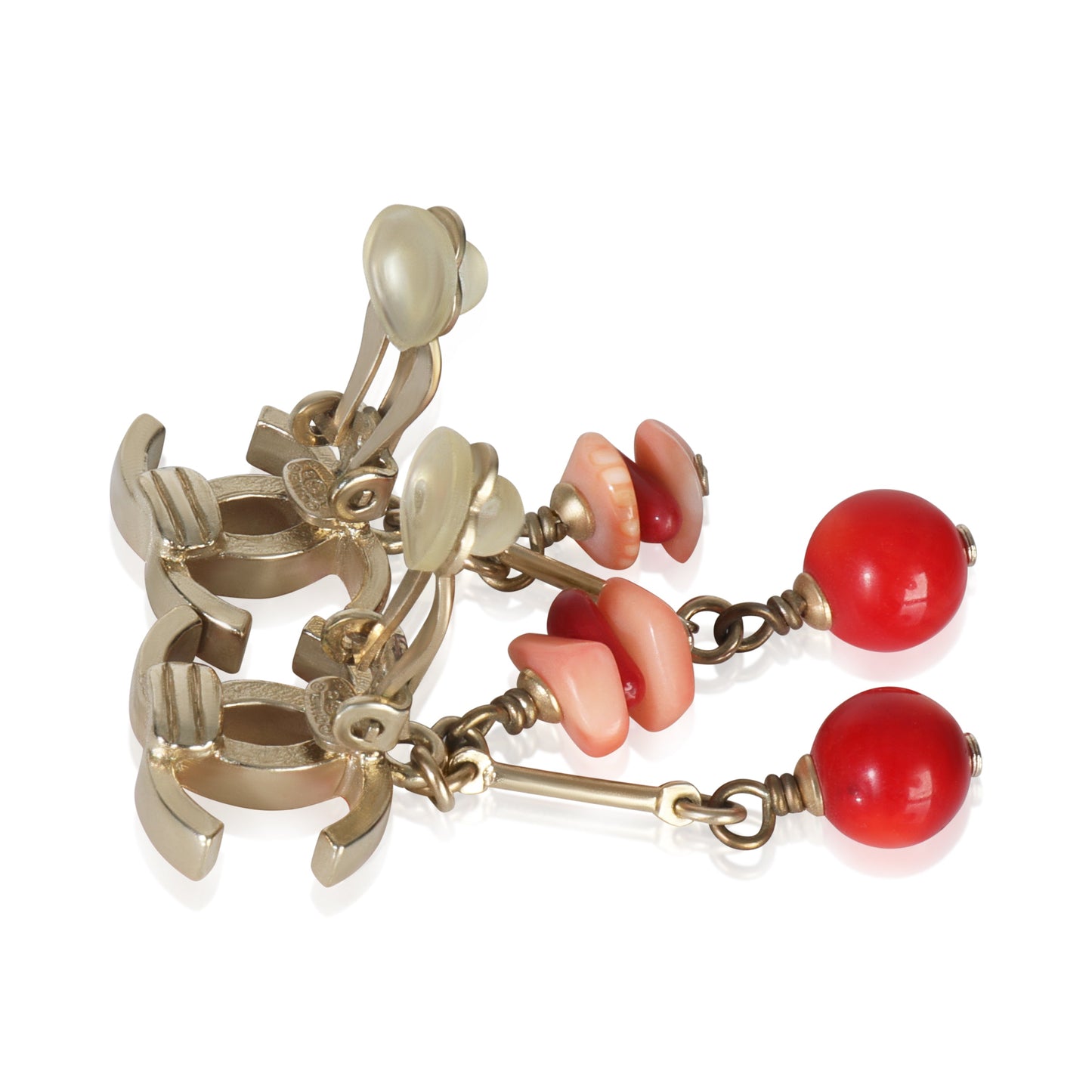 Chanel Gold-Plated  2011 Red Enamel CC Earrings