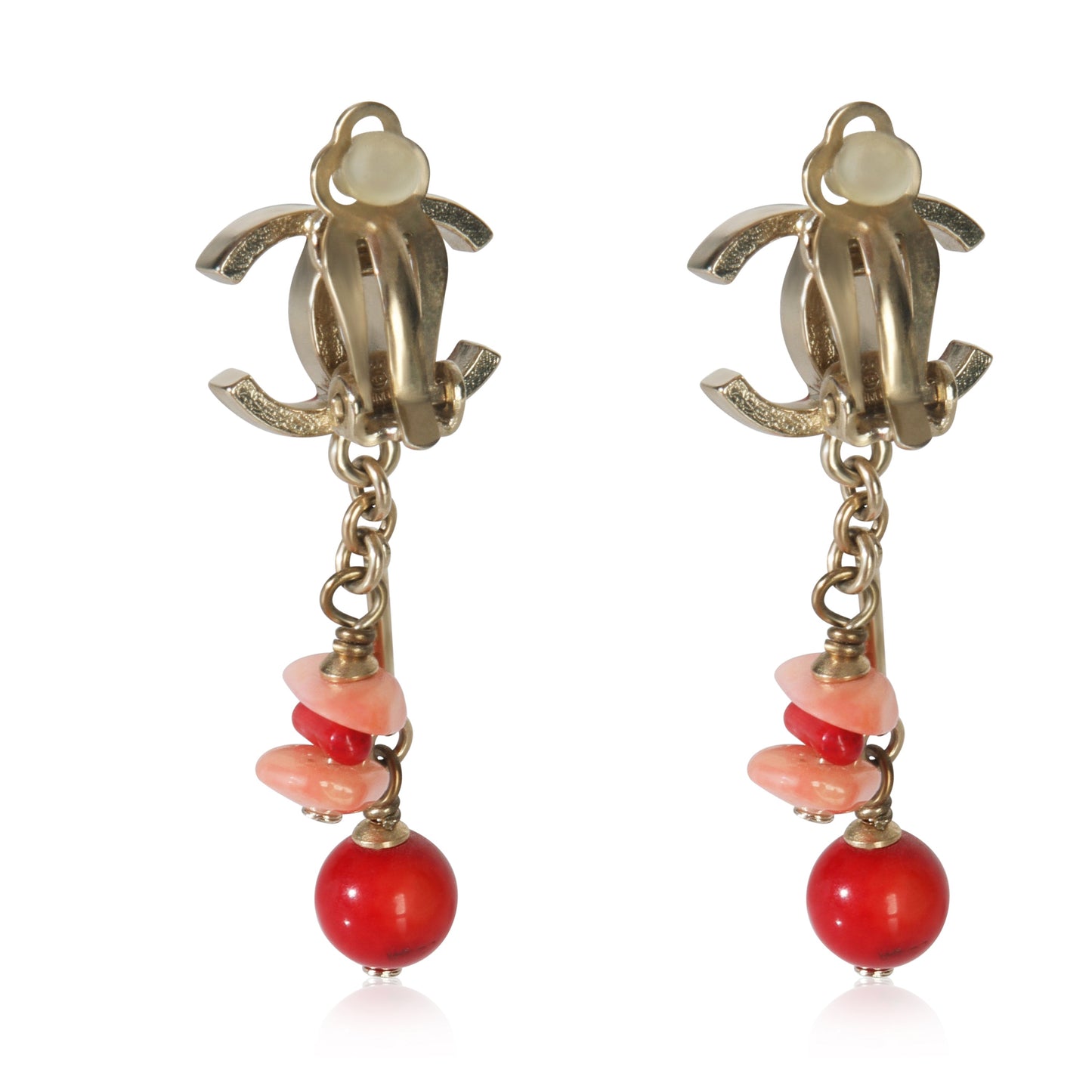 Chanel Gold-Plated  2011 Red Enamel CC Earrings