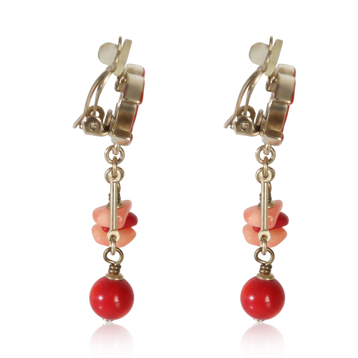 Chanel Gold-Plated  2011 Red Enamel CC Earrings