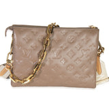Louis Vuitton Taupe Monogram Embossed Lambskin Coussin PM