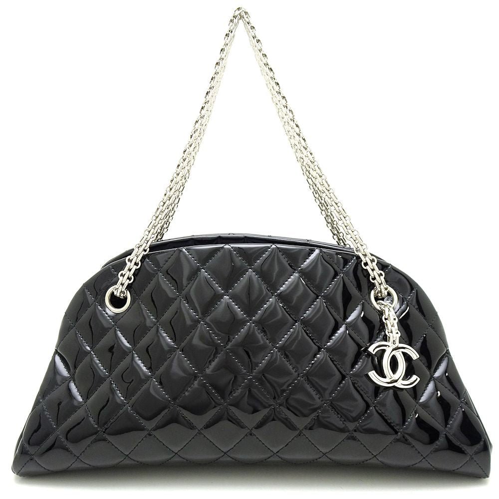Chanel Mademoiselle Bowling Bag Patent Leather Black