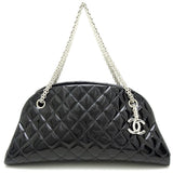 Chanel Mademoiselle Bowling Bag Patent Leather Black